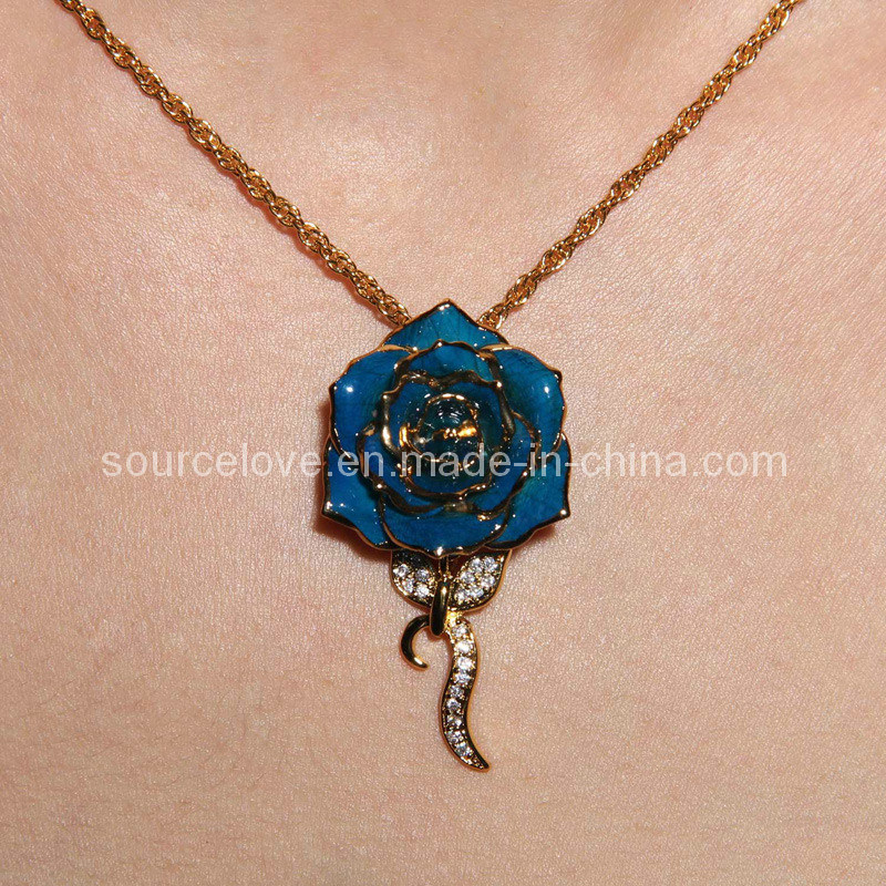 Gift-24k Gold Rose Necklace for Christmas Day