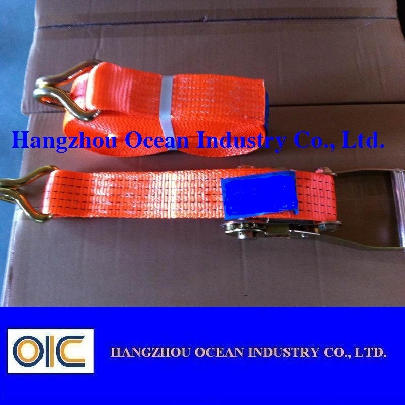 Car Cargo Lashing Ratchet Belts with Small J Type Strap Hooks