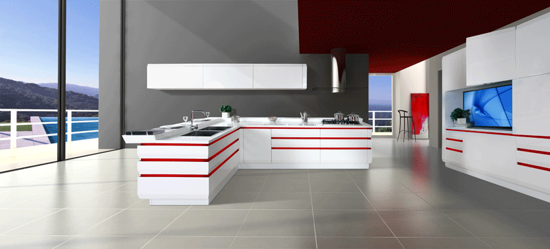 Red Lacquer Kitchen Furniture