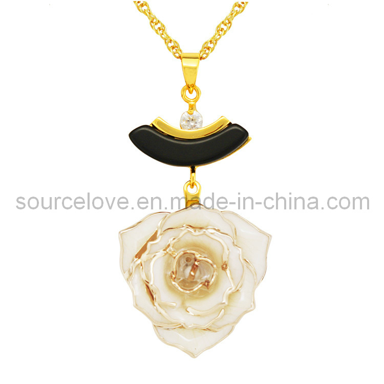 24k Gold - Plated Rose Necklace for Holiday Gift (XL045)