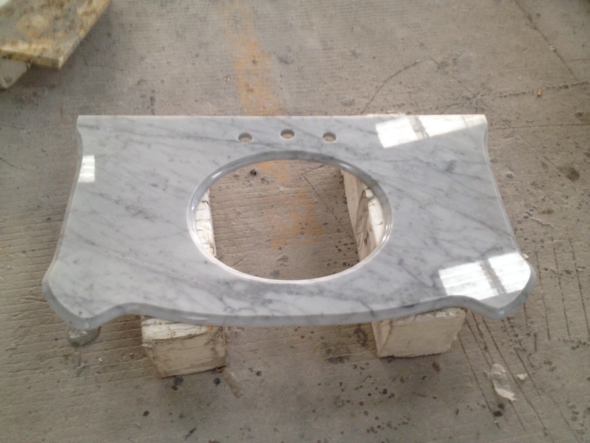 Polished White Marble Bathroom Vanity Top for Hotel
