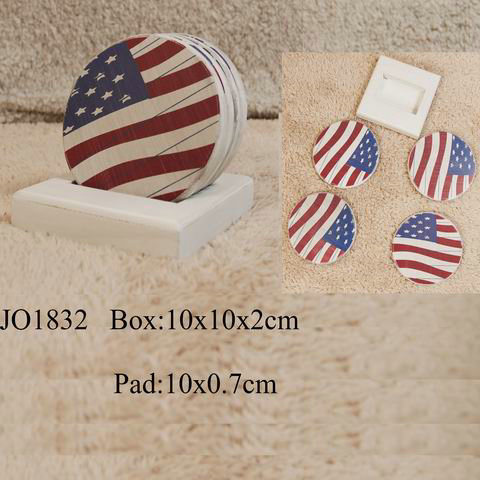 Hand-Made Good Quality Wooden Flag Cup Coasters