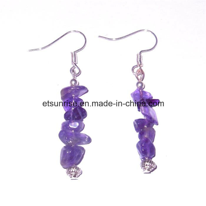 Natural Fashion Amethyst Crystal Chips Beaded Jewellery Earring