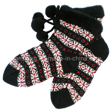 84 Needles Jacquard Knitted Bed Sock (SS-BS-015)