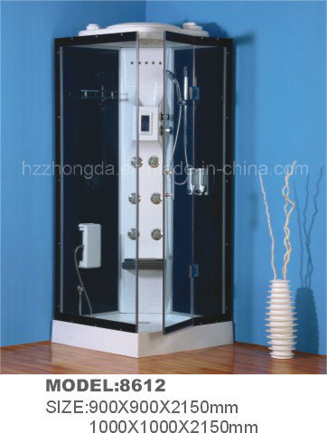 Low Tray Square Shower Room with Grey Glass
