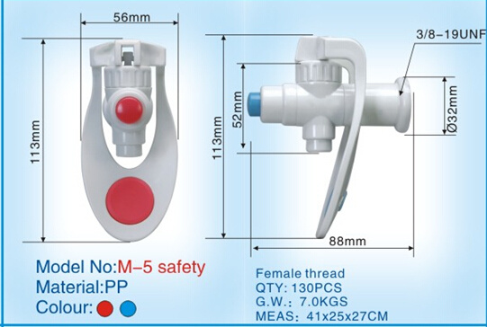 Plastic Water Tap/Faucet M-5 Safety