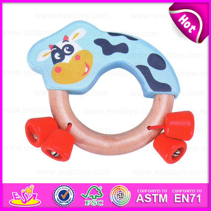 2015 New Arrival Cheap Baby Hand Rattle Toy, Wooden Musical Instrument Baby Rattle Toy, Funny Play Baby Rattle Squeaky Toy W07I120