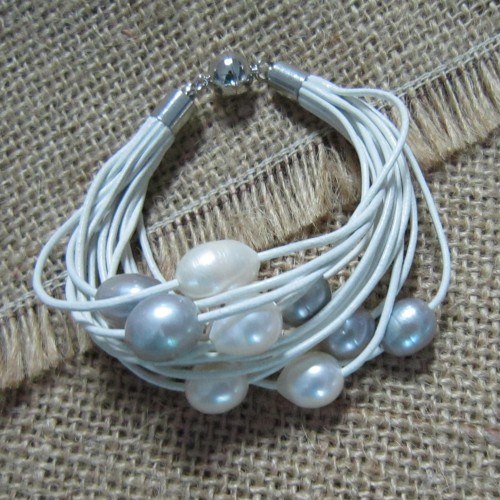 Fashion Pearl Bracelet, Big Pearl Bracelet, Fashion Pearl Leather Bracelet, Pearl Jewellery