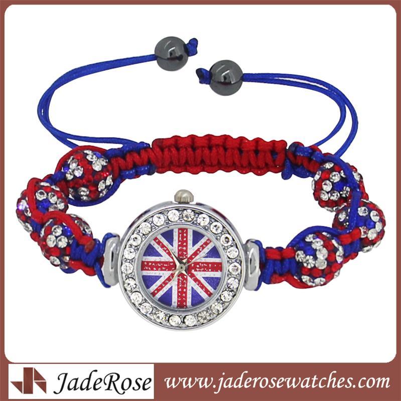 British Flag Multicolor Bead Bracelet Shamballa Watch