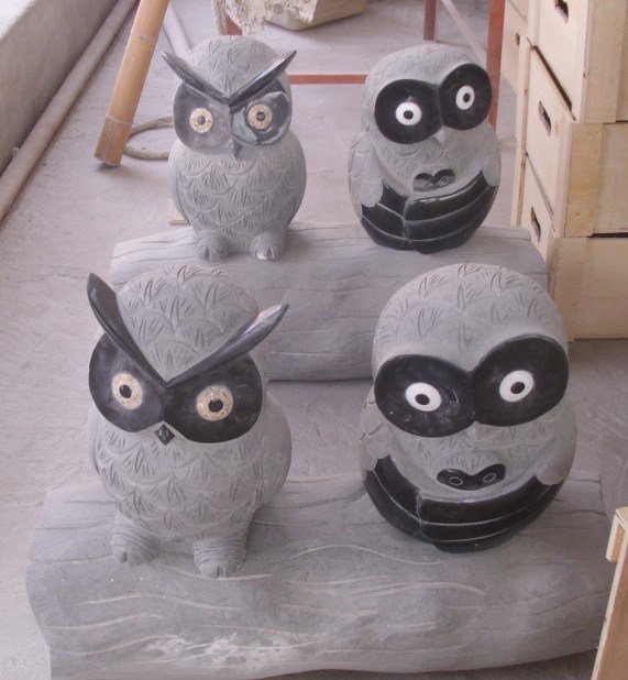 Animal Owl Stone Carving Sculpture for Garden
