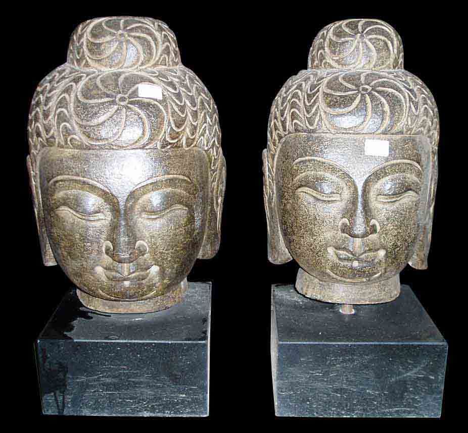 Stone Buddha Head Sculptures