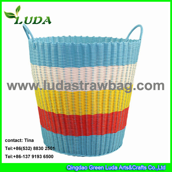 Luda PP Straw Woven Bakset Waterproof Laundry Basket for Dirty