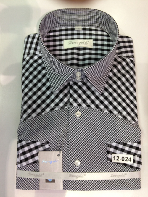 Men's Business Long Sleeve Contrast Collar Cotton Check Shirt