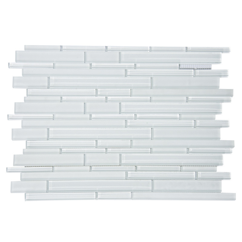 2015 Pure White Strips Glass Mosaic Decoration in China (A4014)