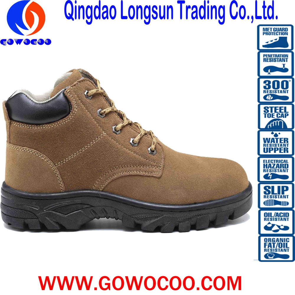 Suede Leather Rubber Soled Safety Work Footear (GWRU-GB036)