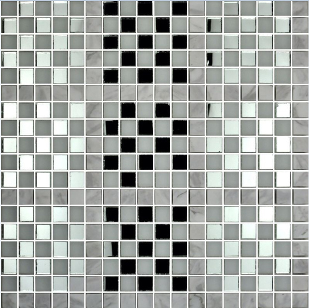 Square Stainless Steel Mosaic with Glass and Marble (PTN2018)