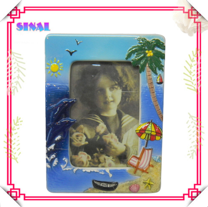 Ceramic Painting Dolphin Photo Picture Frame with Palm Tree