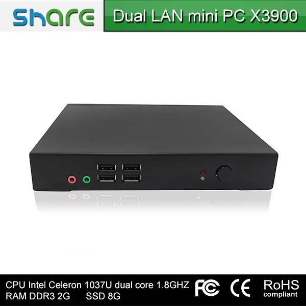 Factory Price Share Best Industrial Mini PC X3900, Dual LAN Port, Support 3G Users, 2GB RAM, 16GB SSD