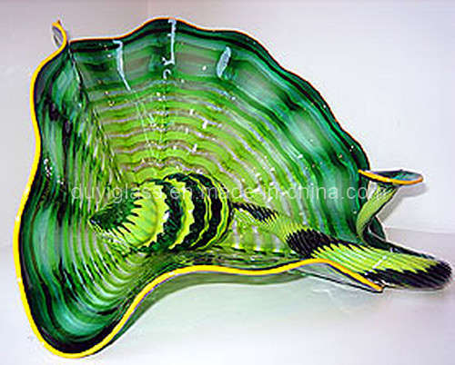 Green Murano Glass Craft Plate for Home Decoration
