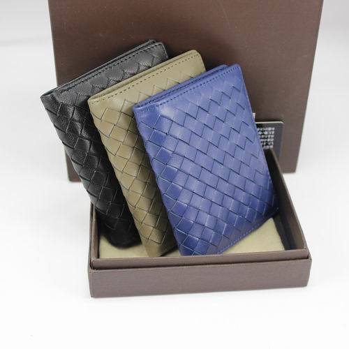 Wholesale Leather Woven Bi-Fold Wallets/Light Tourmaline Intrecciato Wallet