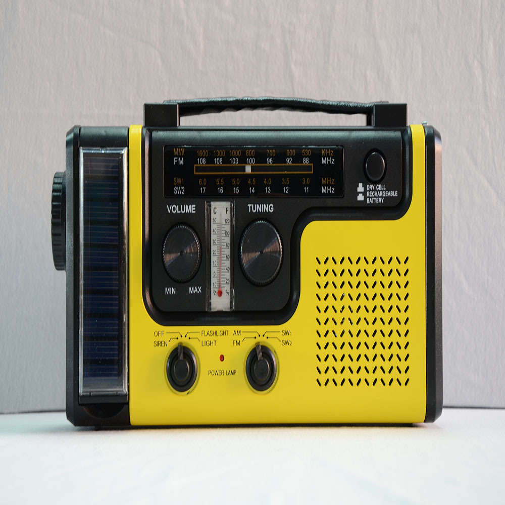 Weather Radio with Am/FM Flashlight Solar and Crank Power (HT-998)