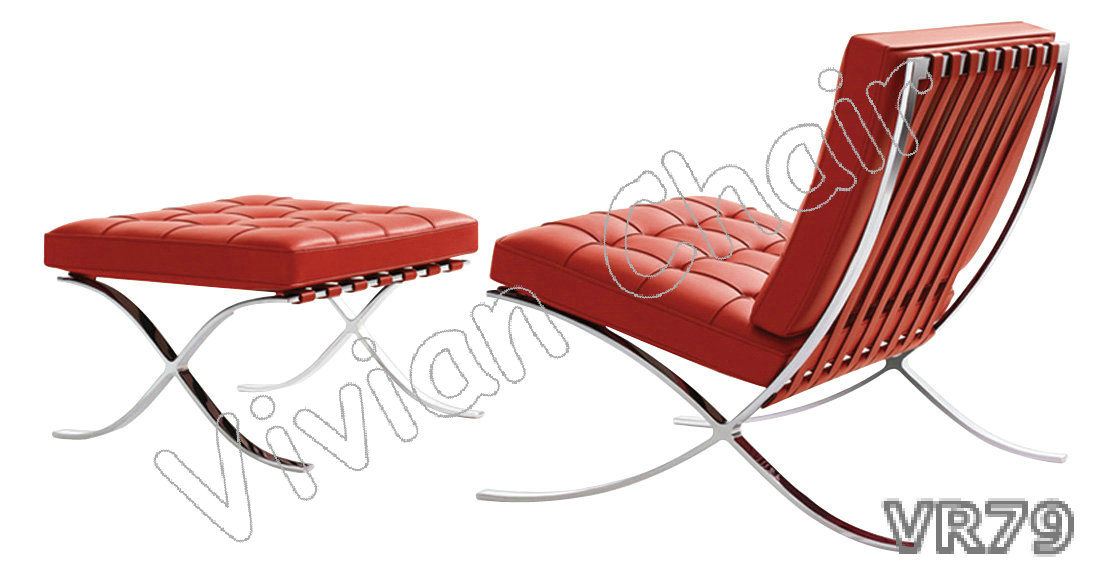 Red Color Barcelona Leather Chair