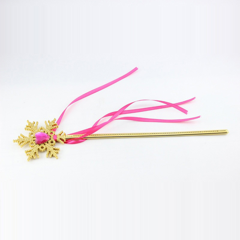 Golden Color Snow Flake Wand with Ribbons for Party Use