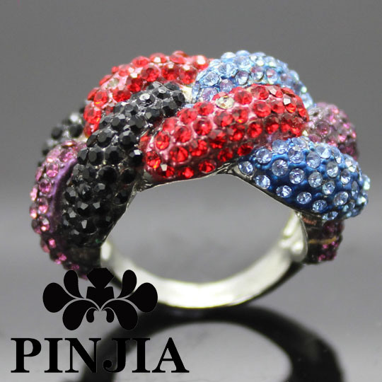 Multicolor CZ Flower Dome Fashion Right Hand Ring