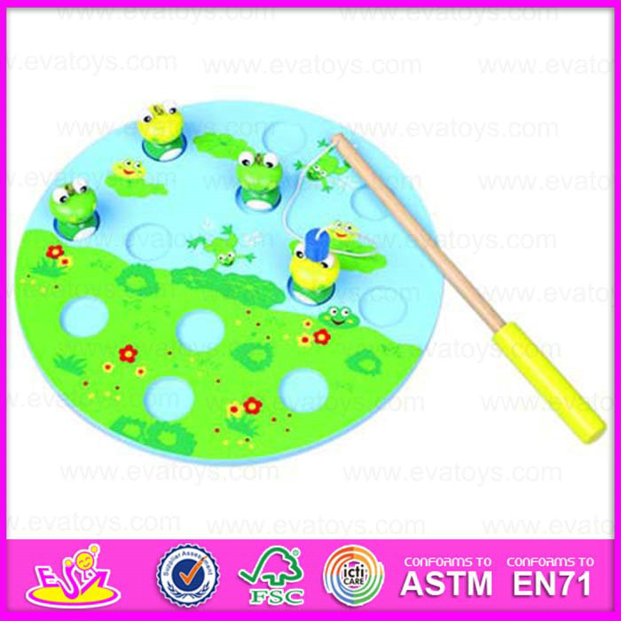 2015 Cute Design Wooden Puzzle Magnetic Frogs Toy for Christmas, Children Intelligence Toy of Magnetism Catch Frogs Toy Wj276037