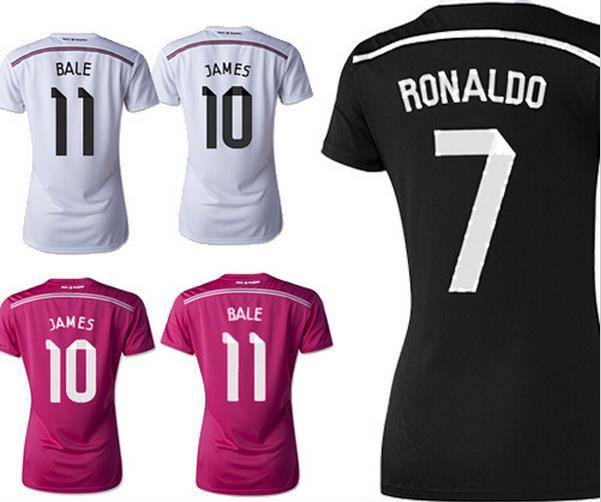 Soccer Jerseys 14 15 Real Madrid Women 2015 Real Madrid Women 14/15 Ronaldo Lady Female Girls Pink Black Dragon