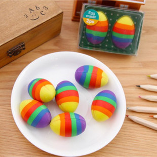 New Fashion Easter Gift Kawaii Stationery Colorful Egg Eraser 2PCS/Set