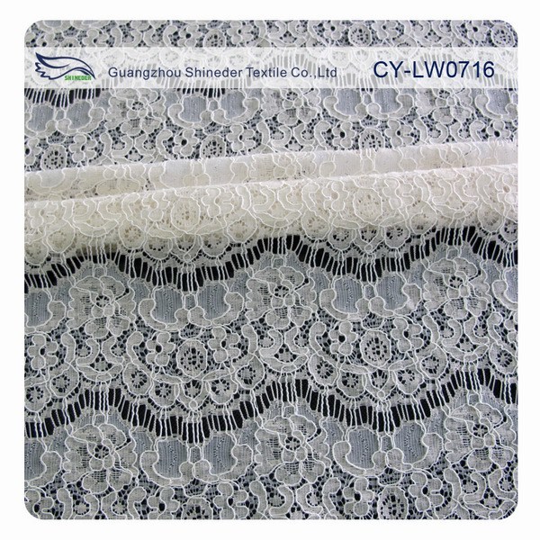 off White Corded Lace Fabric/Cord Eyelash Lace Fabric/ Guipure Lace Fabric/Cording Eyelash Lace Fabric (CY-LW0716)