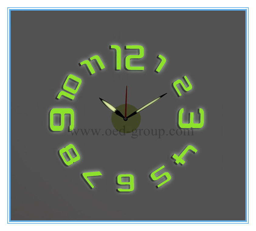 Fluorescent Arabic Number Wall Clock From China