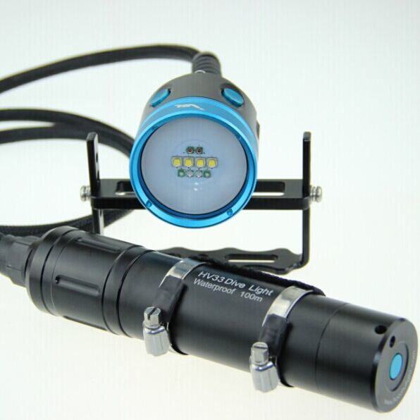 Hoozhu Hv33 Four Color Light Double Switch Diving Video Light Max4000lm Watrproof 100-200m LED Torch for Diving