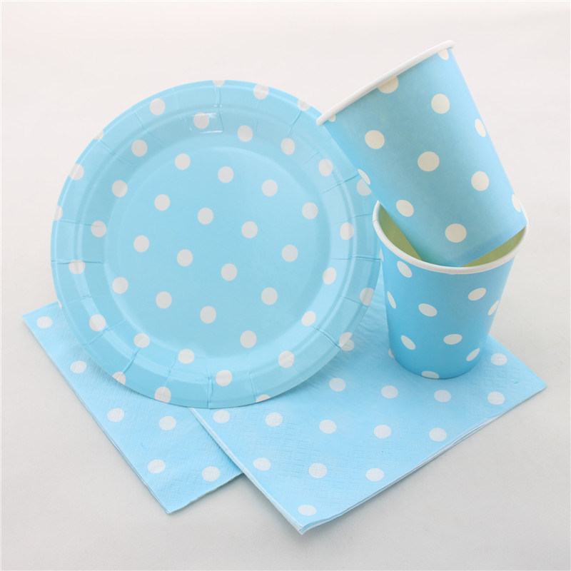 Blue Polka DOT Paper Party Tableware