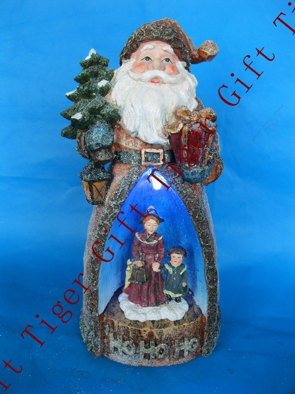 Polyresin Mother and Son Inside Santa W/LED Light an D Music