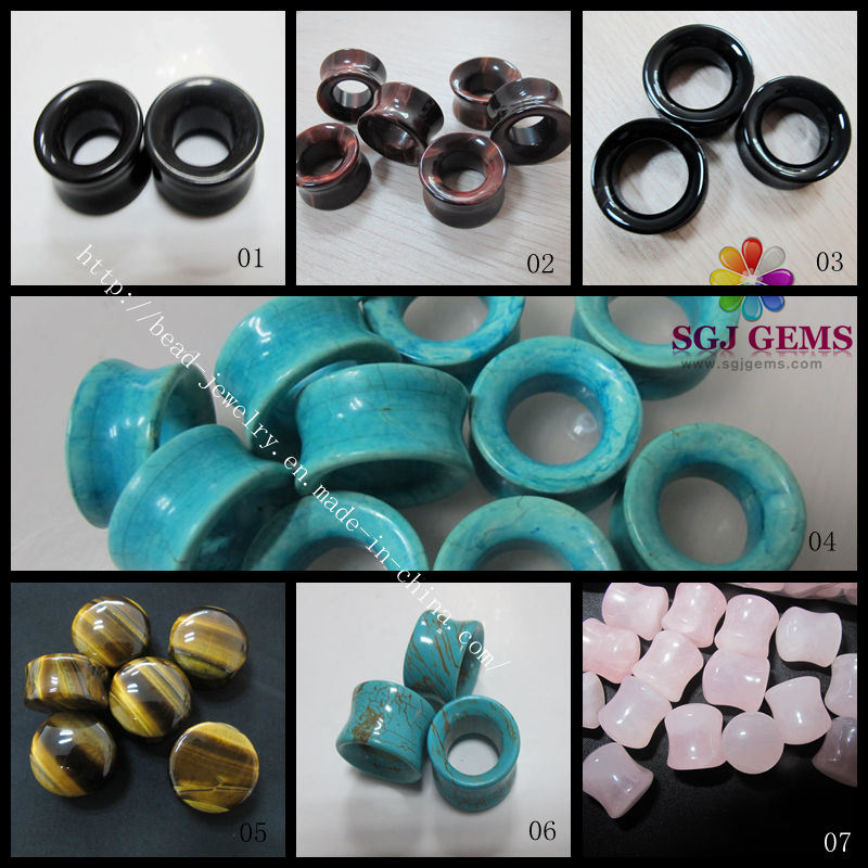 Double Flare Ear Plugs/Semi Precious Stone Body Piercing Jewellery, Fashion Body Jewellery