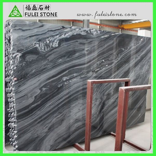 Beautiful High Polished Wooden Grey Marble