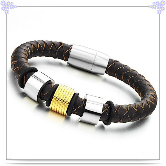 Stainless Steel Jewelry Fashion Jewellery Leather Bracelet (HR6112)