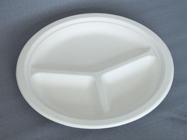 3 Compartment Sugarcane Plate//Pulp Plate/Bagasse Plate/Biodegradable Plate/Green Plate