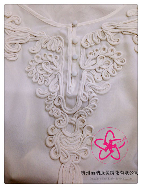 (LN1505) Chiffon Taping Embroidery Cloth Garment