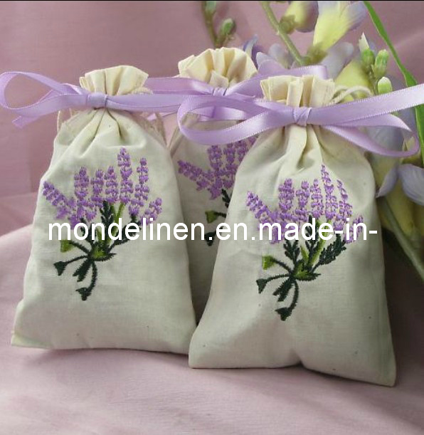 Embroidered Linen Gift Bag with Lavender Filling (LB-015)