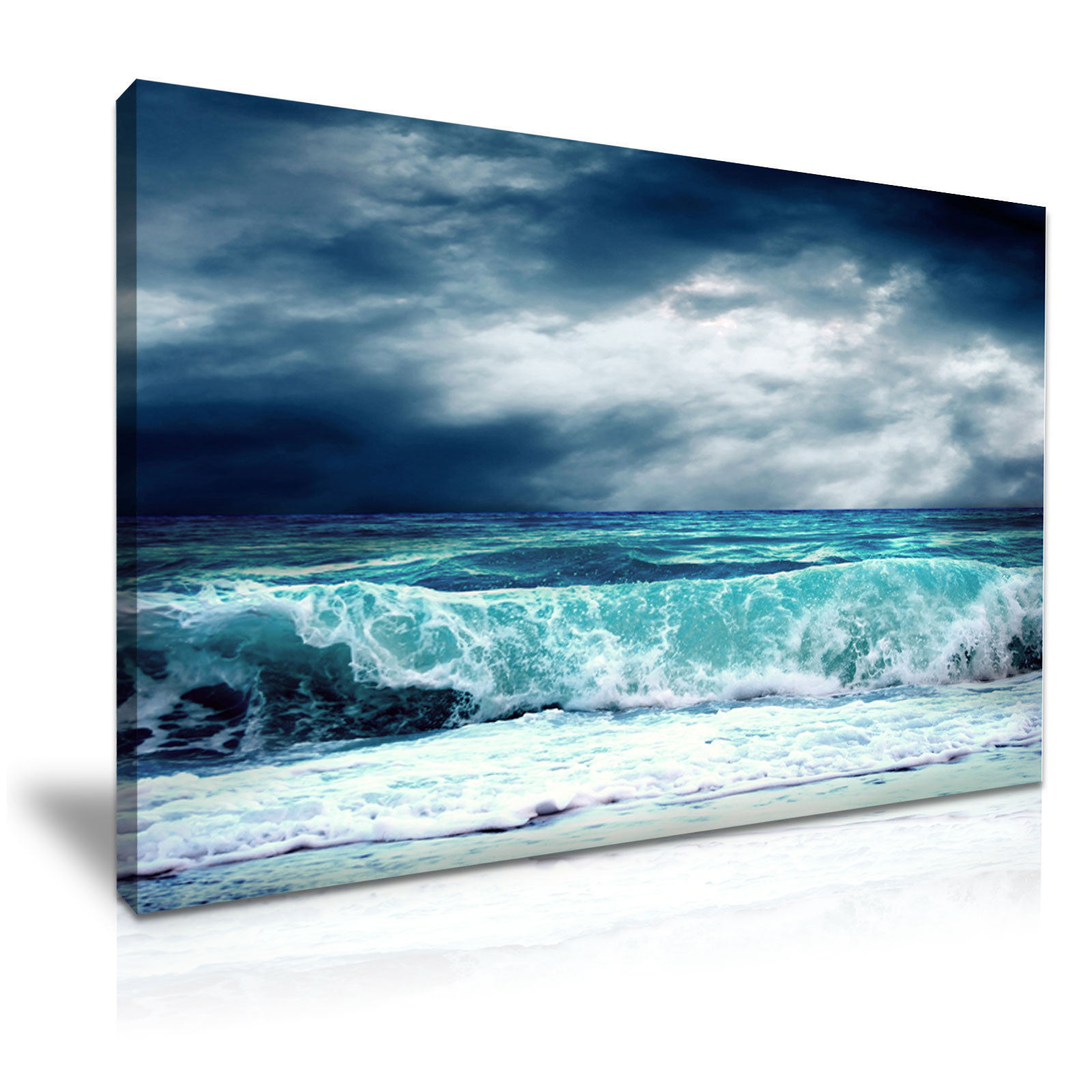 Cloudy Day Seabeach Wall Art Canvas Painting
