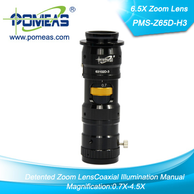 Detented Zoom Lens for Solder Inspection with Coaxial Illumination