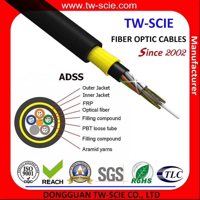 Single Mode Dielectric ADSS Optical Wire Fiber Optic Cable