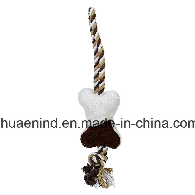 Plush Bone and Cotton Rope Dog Toy