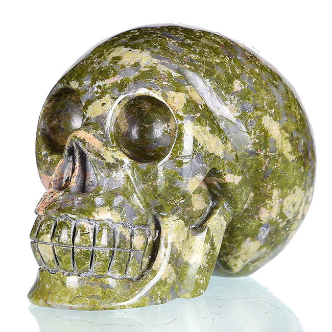 Brazil Unakite Human Skull Carving Decoration (0V42)