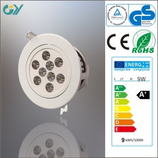Plastic 6000k 9W LED Down Light LED Ceiling Light (CE RoHS)