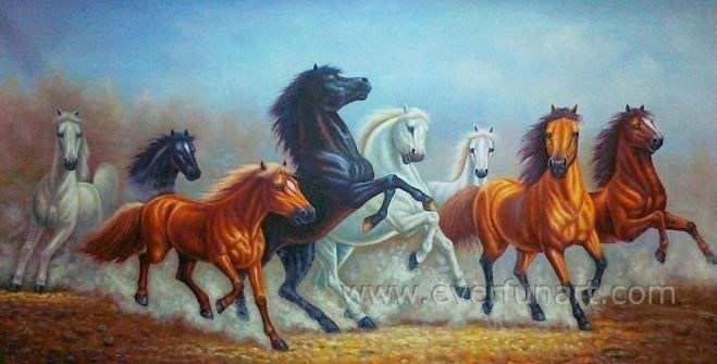 Hand Painted Running Horse Oil Painting