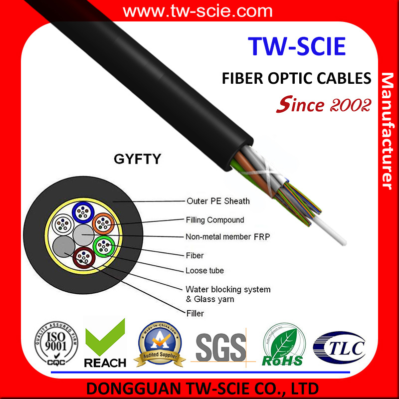 12 Core Non-Metallic Aerial Fiber Optic Cable GYFTY
